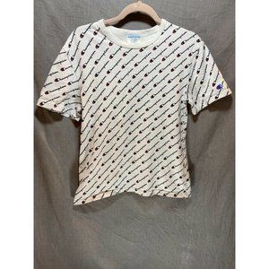 Champion Shirt Short Sleeve Adult Small White Spell Out Logo Pullover Tee Mens